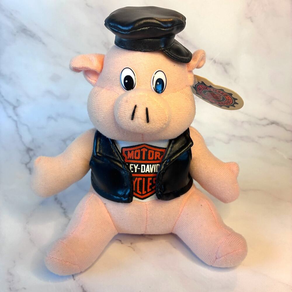 Vintage 1998 Harley-Davidson Stuffed Pig Plush Biker Motorcycle Hog w/ Tag 7"